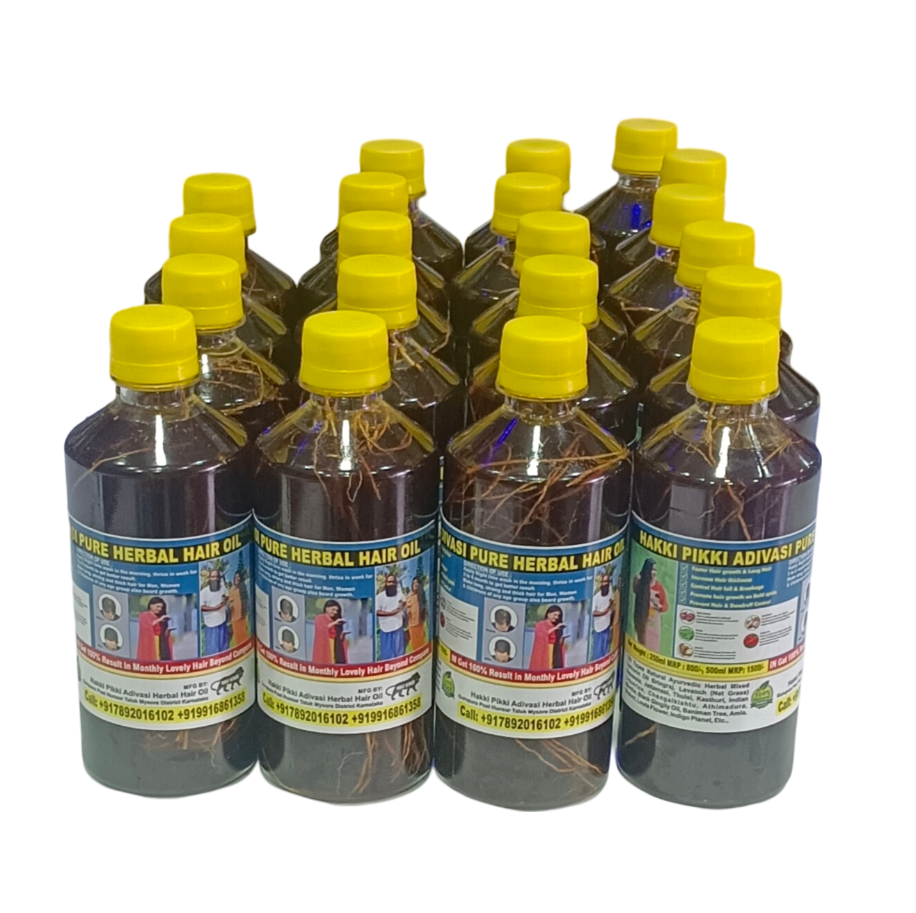 Hakki Pikki Adivasi Herbal Hair Oil Bottles